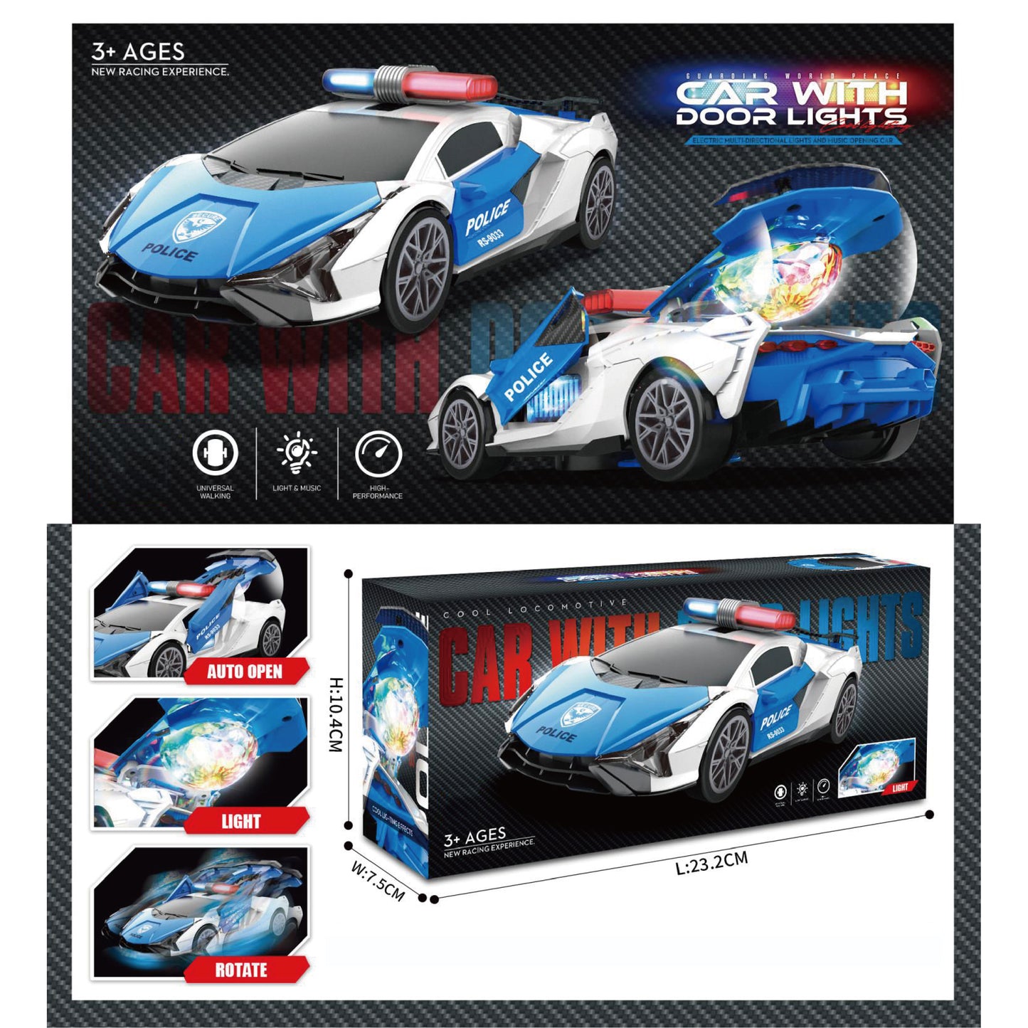 B/O Projecting Police Car with Light /Music /Openable Doors*This price should be"deposit"!