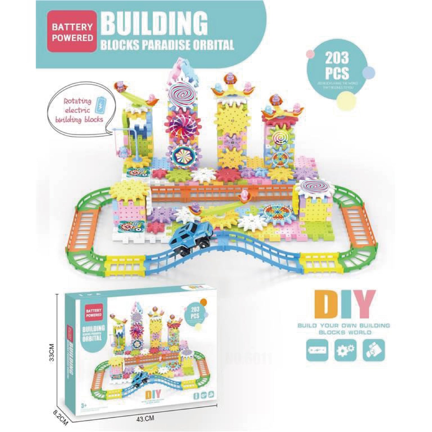 203PCS B/O Gear Building Blocks Track Set*This price should be"deposit"!